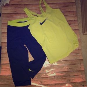 Nike pro work tank top and Capri legging lot